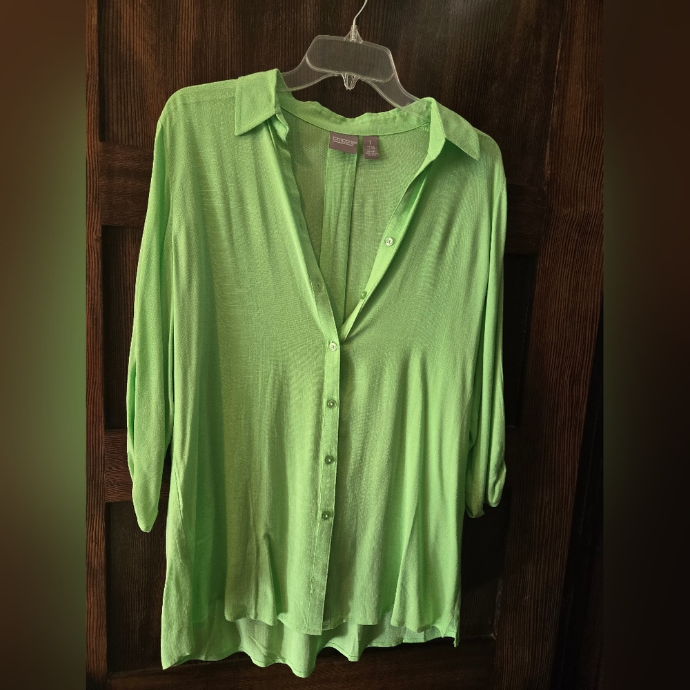 Chico's lime green tunic, size1